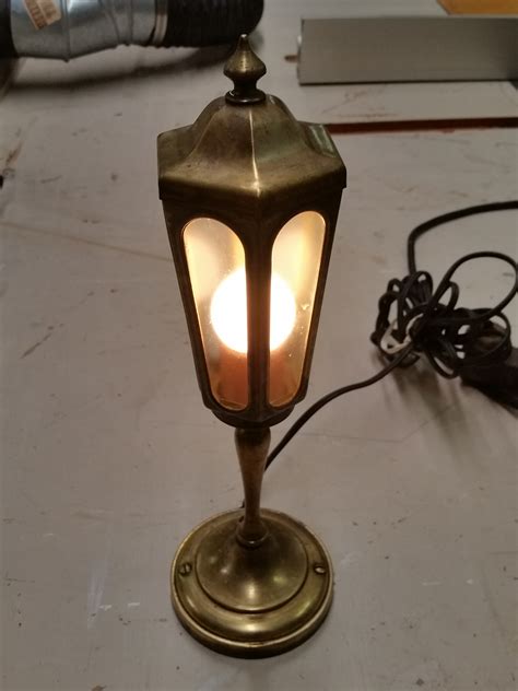 vintage antique lamp post street light victorian brass  glass table