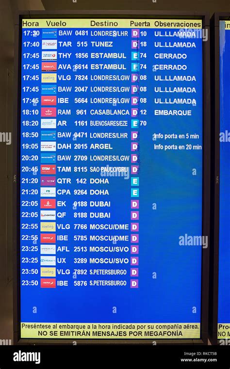 barcelona spain circa november  flight information display  barcelona airport