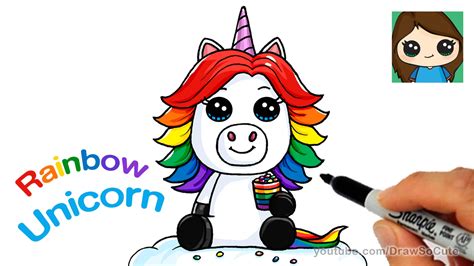 draw  rainbow unicorn easy youtube