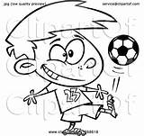 Kicking Ball Boy Cartoon Soccer Illustration Royalty Clipart Toonaday Lineart Vector Outline Clip sketch template