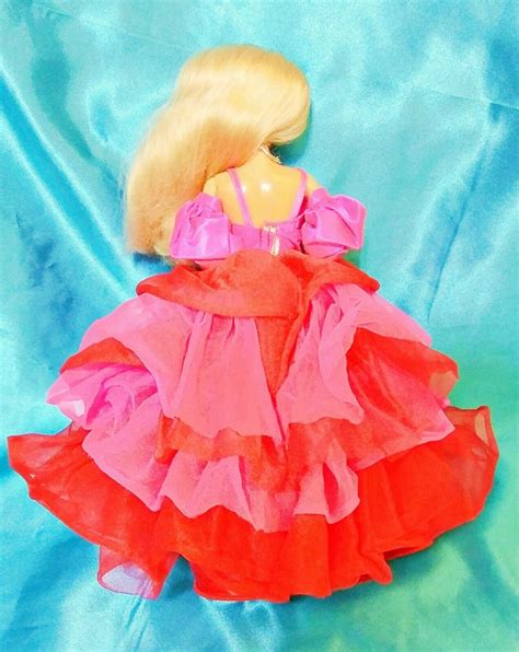 Neat Party Sensation Barbie 1990 Red Pink Dress Gown Loose Doll