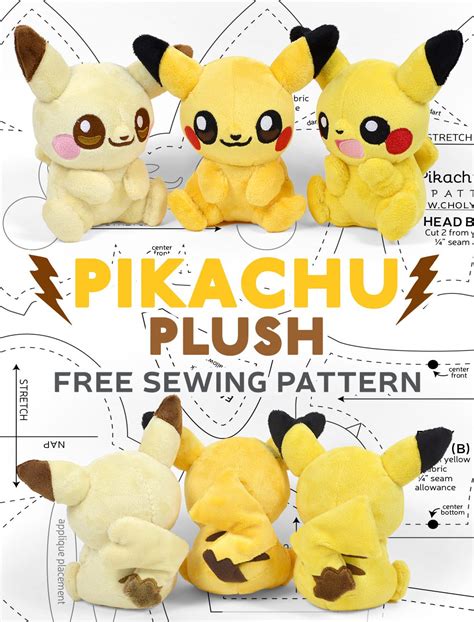 pikachu plush  sewing pattern  tutorial sewing