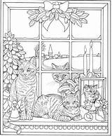 Coloring Pages Christmas Cat Adult Fall Cats Kids sketch template