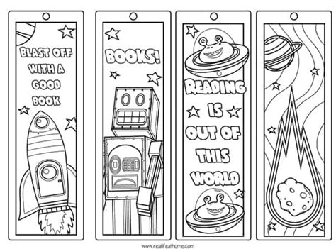 printable color   space bookmarks  reading log  kids