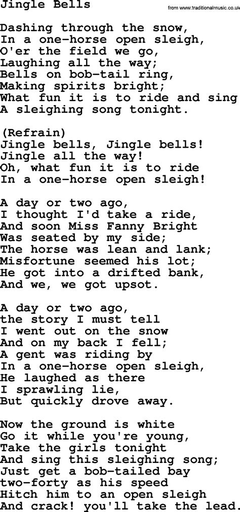 jingle bells rock lyrics printable