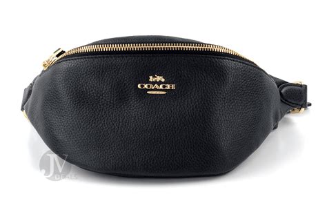 brand  womens coach  black pebbled leather belt waist bag
