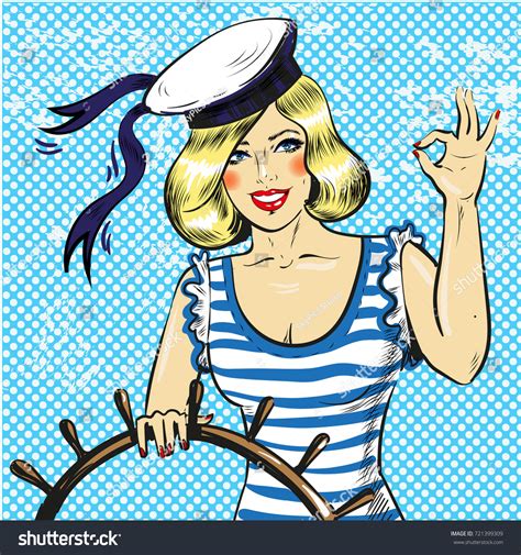 illustration pretty blond pin girl captain stock illustration 721399309 shutterstock