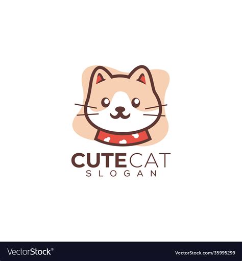 adorable cute cat logo design royalty  vector image