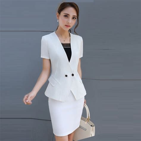 women business suits formal office suits work  summer elegant white