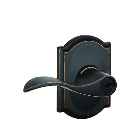 schlage accent  camelot trim aged bronze reversible keyed entry door handle   door