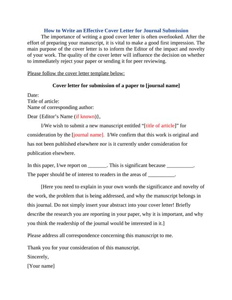 write  effective cover letter  journal submission
