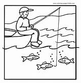 Fishing Coloring Pages Kids Fisherman Printable Clipart Color Fish Man Sports Sheets Print Colouring Summer School Drawings sketch template