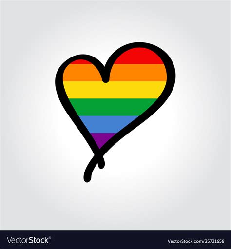 lgbt pride flag heart shaped hand drawn logo vector image