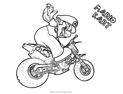 mario kart coloring pages mario driving motorcycle xcoloringscom