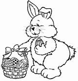 Bunny Easter Basket Coloring sketch template