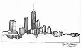 Skyline Chicago Drawing Sketch Drawings Tower Sketches Clipart Sears Outline Draw Ink Behance Painting Illinois Collection Il sketch template