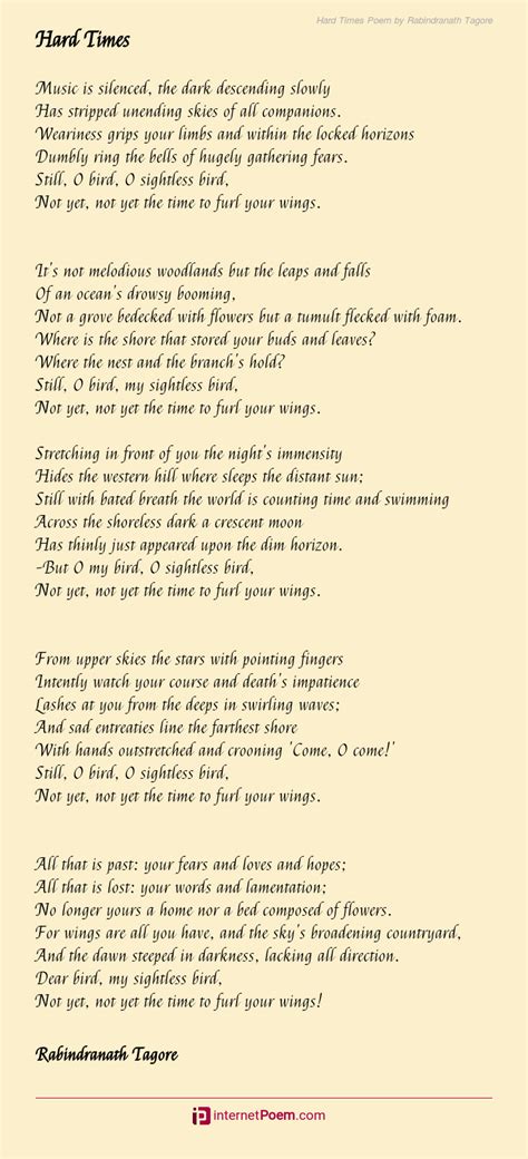 hard times poem  rabindranath tagore