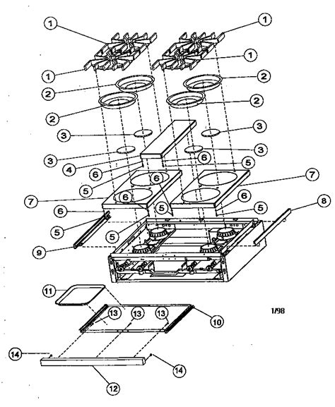 burner box exterior assembly diagram parts list  model vgrt viking range corp parts