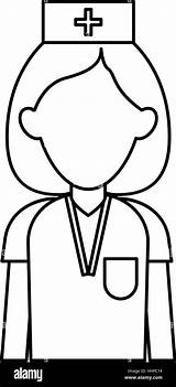 Nurse Outline Hat Professional Uniform Alamy Medical sketch template