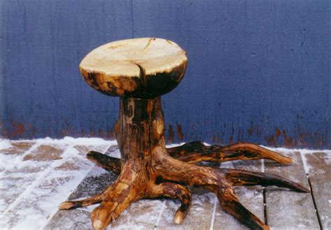 wooden log stump stool     www