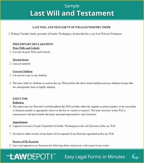 template arizona    testament form
