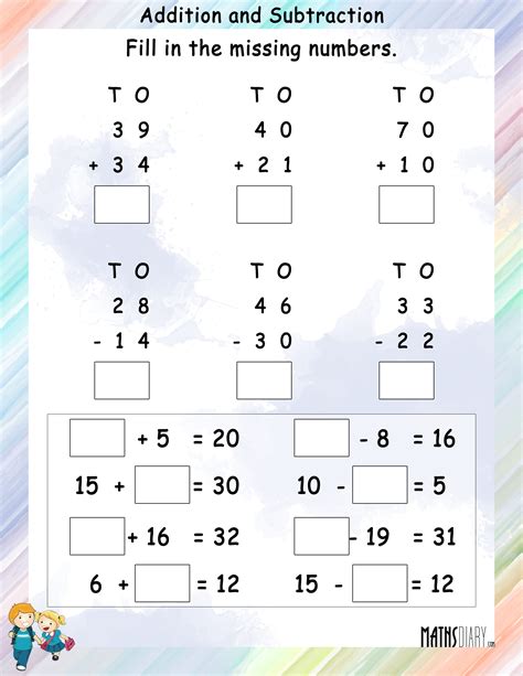 addition grade  math worksheets page