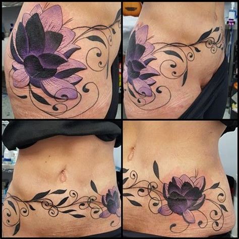 lotus flower tattoo tummy tuck scar cover   allen