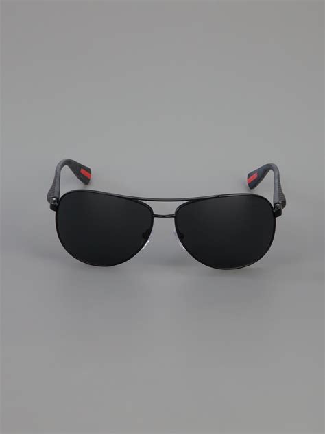 prada aviator sunglasses in black for men lyst
