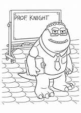 University Monsters Coloring Professor Cartoons Knight Pages Wikia sketch template