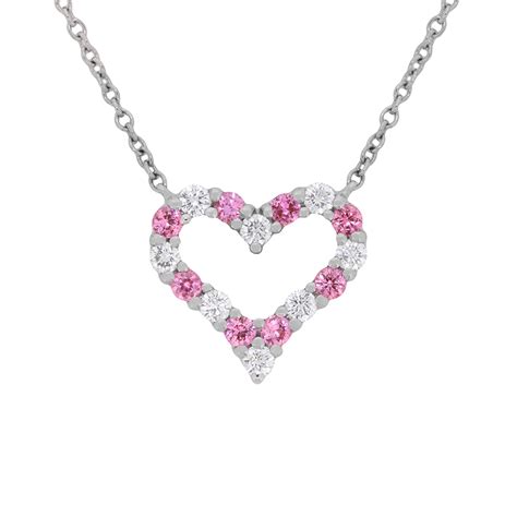 Tiffany And Co Diamond And Pink Sapphire Heart Necklace Farringdons