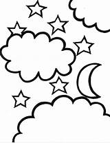 Coloring Pages Star Night Shooting Stars Moon Drawing Clipart Kids Sheet Printable Coloriage Cartoon Sky Color Cliparts Starry Library Nuages sketch template