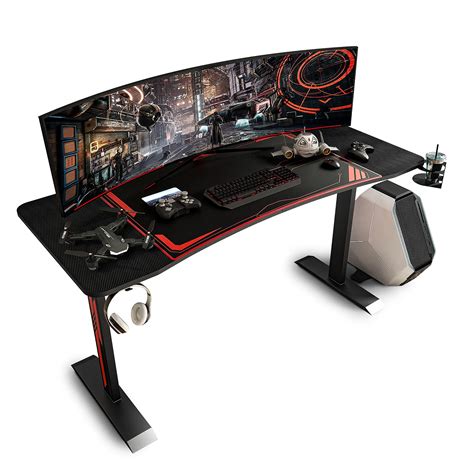 buy max  gaming desk heavy duty gaming computer table  carbon fiber surface large