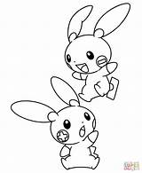 Coloring Plusle Minun Pages Supercoloring sketch template