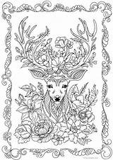 Deer Coloring Fantasy Adult Printable Pages Adults Favoreads Book Kids Etsy Sheets Colouring Club Detailed Animals Designs Flower Sold Reserved sketch template