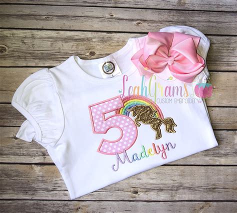 magical unicorn glitter rainbow birthday applique shirt rainbow