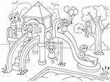 Playground Coloring Vector Illustration Childrens Children Ball Grass sketch template