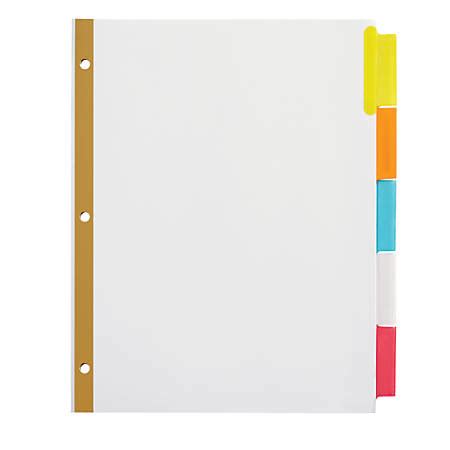 office depot brand insertable dividers  big tabs white assorted