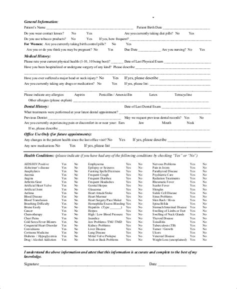 sample medical history form 10 examples in word pdf