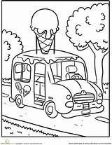 Coloring Pages Ice Cream Truck Transportation Colouring Color Kids Worksheet Preschoolers Printable Worksheets Sheets Education Preschool Trucks Summer Getcolorings Cute sketch template