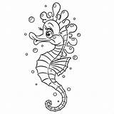 Coloring Pages Horse Seahorse Sea Template Fish Cute Line Kids Colouring Printable Drawing Templates Color Copyright Adults Preschoolers Animal Kleurplaten sketch template