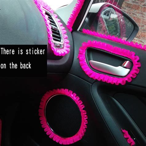 automotive interior stickers pink red lace car stickers  decals car
