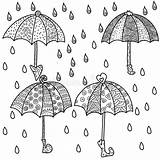 Umbrellas Raindrops Antistress Draw sketch template