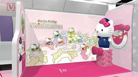 hello kitty japanese bullet train decorated with popular cartoon