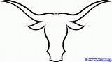 Cow Cartoon Longhorn Horns Tattoo Texas Draw sketch template