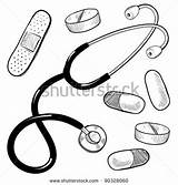 Doctor Stethoscope Bandage Pills Pambahay Kagamitang Capsules Stethescope Getdrawings Enfermagem sketch template