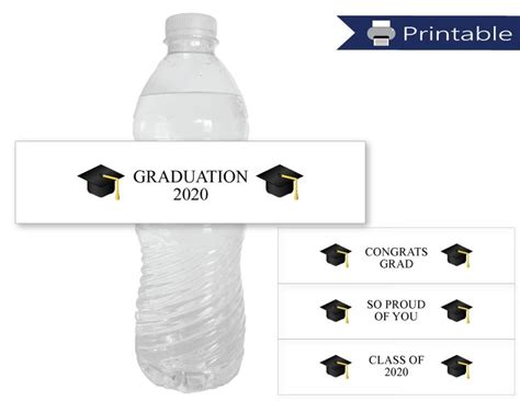 printable graduation party water bottle labels   water party