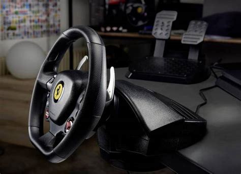 thrustmaster  ferrari  gtb edition steering wheel playstation  black  foot pedals
