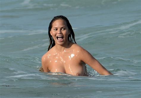 chrissy teigen topless photo shooting at miami beach scandal planet