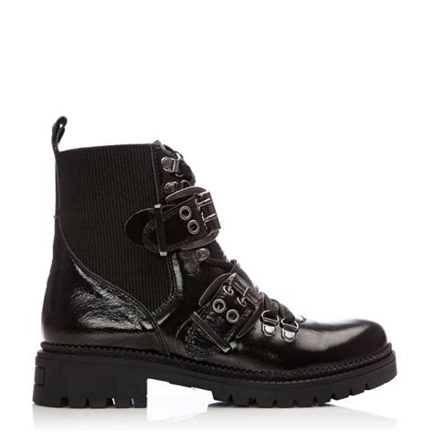 britta black patent leather boots  moda  pelle uk