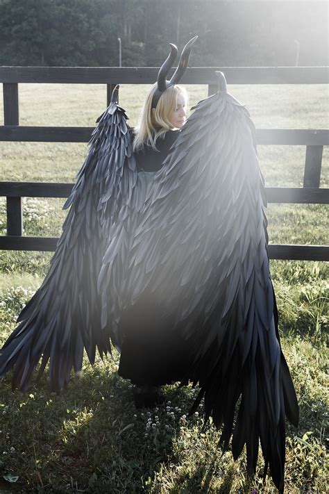 large black feather wings maleficent evil queen gothic costume etsy